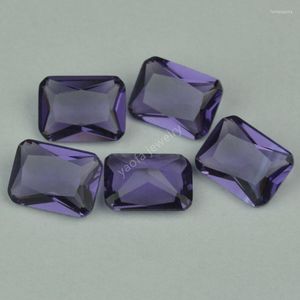 ビーズ卸売3x5-13x18mm紫色のカラーバゲットオクタングシェイプルーズバイオレット合成ガラスストーンオクタゴンカットジュエリーDIY