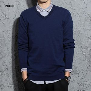 Erkek Sweaters Düz Renk Kazak Erkekler V Boyun Sweater Mens Marka Kaşmir Triko Çeken Homme Jumper Casual