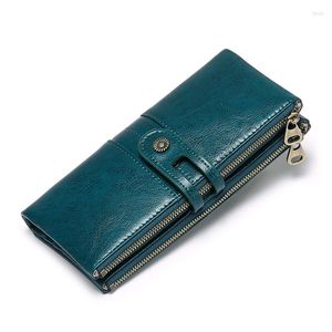 財布の女性ファッション長い本物のレザートップ品質カードホルダークラッチクラシックメス財布ジッパーブランドウォレット