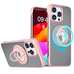 Elektropläterade mobila fall Magnetiska fingerringhållare Telefonfodral för Mag Safe iPhone 15 Pro Max