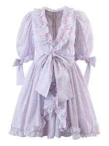 Платье yenkye vintage homen sweet bow ruffle laffle lavend