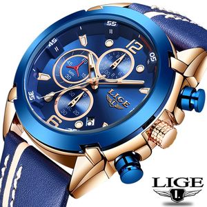 Wristwatches 2023 Fashion Men Watch LIGE Top Chronograph Quartz Sport Military Army Relogio Masculino