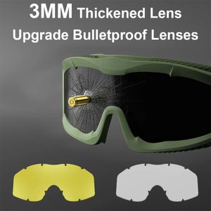 Utomhus Eyewear Upgrade 3mm Tactical Goggles Militär Combat Explosion-Proof Anti-Chock Glasses Outdoor Hunting Airsoft Paintball Eyewear 231124