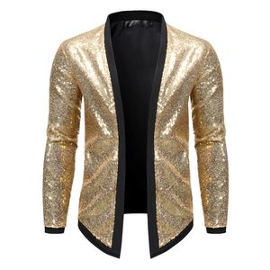 Herrdräkter blazers glänsande guld paljett blazer jacka män smal fit cardigan mens blazers nattklubb party dj scen sångare dansshow kostym homme 230425