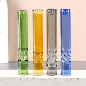 Colorful Smoking Twist Tube One Hitter Pyrex Thick Glass Portable Bong Herb Tobacco Pipes Cigarette Holder Handpipe Filter Mouthpiece Catcher Taster Bat Tips DHL