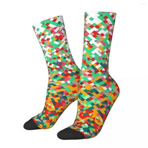 Herrensocken Hip Hop Retro Buntes Mosaik Verrückte Unisex Geometrische Muster Street Style Muster Gedruckt Lustige Crew Socke Jungen Geschenk