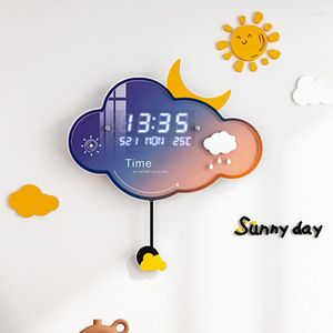 Wall Clocks Digital Luxury Clock Living Room Silent Nixie Planet Unique Items Luminous Relogio Parede Home Decoraction Z