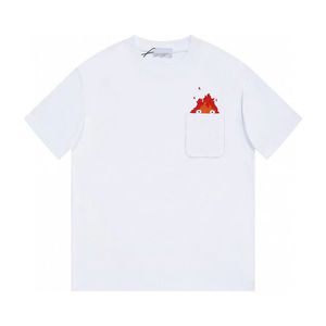 Högkvalitativ tshirt för män Hals Mobile Castle Mens Tshirts Kort ärm Pure Cotton Round Neck Liten Flame Tshirt för par mångsidiga avslappnade fickor Toppkvinnor Tees