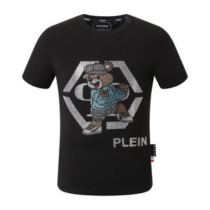 Plein Bear T-shirt Mens Designer Tshirts Brand Clothing Rhinestone PP Skulls Men t-shirt rund hals SS Teddy Glass Hip Hop Tshirt Top Tees 161270