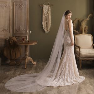 Bridal Welles prawdziwe zdjęcia długie tiulowe welon ślubny biała kość słoniowa beżowa katedra 1 warstwa 2,7 metry akcesoria panny młodej dla panny młodej