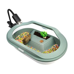 Tanques Pequeno Tanque de Tartaruga Caixa de Recipiente Réptil Casa Destacável Fácil de Mudar Habitat Plástico de Água com Áreas para Criar Feed Swim Bask