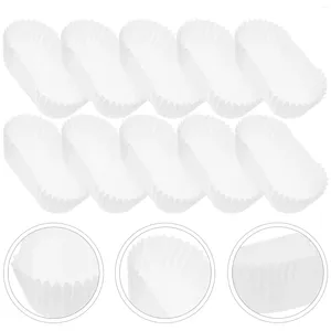 Copos descartáveis canudos para assar bolo oval bandeja de papel barco pão forros cupcake muffins cupcakes lanches branco