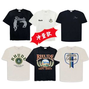 Designer Rhude T-Shirt zu verkaufen Impulsive Kollektion der schönen Modemarke RHUDE Old Letters High Street Herren- und Damen-Kurzarm-T-Shirt