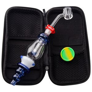 Headshop214 CSYC NC039 Bonga de gango de vidro Conjunto de bolsa de fumantes de 10 mm de quartzo clipe de unhas Dabber ferramenta jarra de silício Tower portátil Tower Tower 38mm Dab Rig Bubbler Pipe Pipe