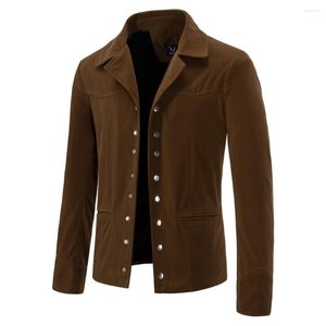 Herrjackor Autumn Men Jacket Quality Fashion British Style Casual Lapel Golden Velvet Coat for Men Cotton Polyester