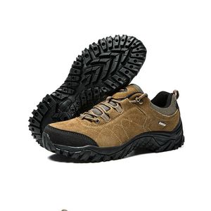 Erkek yürüyüş ayakkabıları koşu ayakkabıları kauçuk sivri uçlu spor ayakkabılar su geçirmez deri yürüyüş ayakkabıları