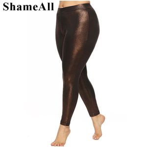 dna Plus B lśniące chude kobiety wysokiej talii błyszczące legginsy 5xl Slim Fitness Stretch Casual Sports Spodnie Spodnie Sexy Legins