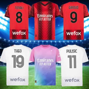 23/24 MILANS IBRAHIMOVIC GIROUD Soccer Jerseys PULISIC THEO TONALI REIJNDERS Shirt ROMAGNOLI RAFA LEAO S.CASTILLEJO REIJNDERS Football uniform