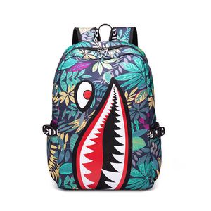 Fashion Shark Personality Junior High School Backpack Lightweight Children's Primary School Backpack Printed Boy Backpack 230420