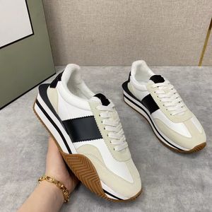 Lyxvarumärken James Sneaker Shoes Men Side Stripe Suede Nylon Skateboard Walking Chunky Rubber Sole Sole Lace Up Trainer EU38-46 Shoebox