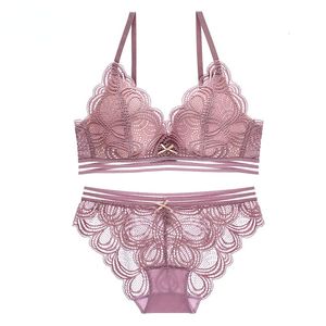 Set di reggiseni Top Set di biancheria intima di pizzo ultrasottile Reggiseno push-up e set di mutandine Reggiseno vuoto Raccogliere Reggiseno sexy Set di lingerie di pizzo 230426