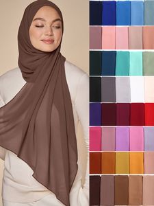 Hijabs Plain Color Muslim Chiffon Scarf Hijab Headband Female Islamic Head Cover Shawls Wraps for Women Hijabs Hair Scarves Headscarf 230426