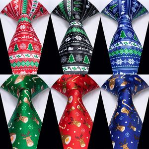 Bow Ties Christmas Santa Claus Men's Tie Elk Candy Cane Red Green Nathtie For Man Accessories Gift Snowflake Snowman Cravate