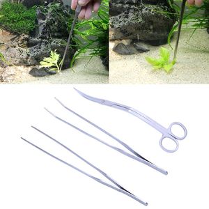 Verktyg 3in1 Aquarium Aquatic Live Plants Lång handtag pincett SCISSOR TRIM TOOL SET SET