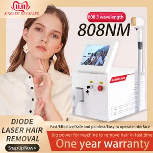 Diodenlaser-Maschine 808nm 755 1064nm 2000W Multi-Wellen-Eis Schmerzfreier Permanent-Epilierer für die Haarentfernung von Gesicht und Körper