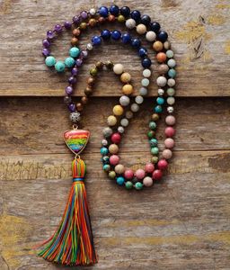 Chokers Gorgeous Natural Stones Chakra Charm Triangle Pendant Tassel Necklaces Women Elegant Rosary Necklace Jewelry Gifts Wholesale 231124