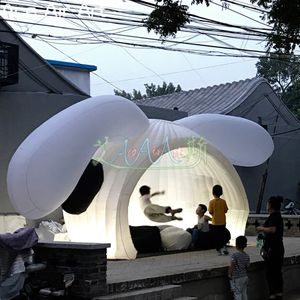 Custom Entertainment Inflatable Bunny Dome White Rabbit Head Shaped Party Tent with LED Lights for Nightclub or Business Rental