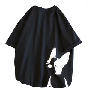 Men's T Shirts MISSKY Men Women T-shirt Cartoon Dog Print Short Sleeve Crew Neck Loose Couple Wear Pullover Tops For Female Male