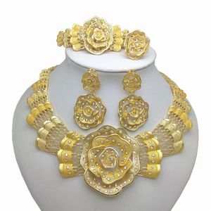 Beaded Necklaces Kingdom Ma Fashion African Constume Beads Jewelry Set Nigeria Women Necklace Earrings Sets Dubai Gold Color 231124