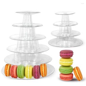 Bakeware Tools 4/6 Tiers Round Macaron Display Stand Plastic Cupcake Tower Rack PVC Tray Wedding Birthday Party Cake Decorating