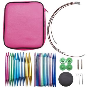 Needle Aluminum Circular Knitting Needles Set Interchangeable Crochet Hooks Weaving Yarn Craft Tools Accessories Kit 231124