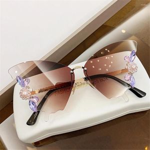 Sonnenbrille Cute Bling Eyewear Streetwear Diamond Glasses Shades Crystal Butterfly Randlos Sun