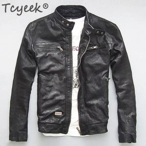 Men s Fur Faux Tcyeek Genuine Leather Jacket Men Real Sheep Goat Black Brown Male Bomber Motorcycle Jackets Spring Autumn Mens Clothes L1 231124