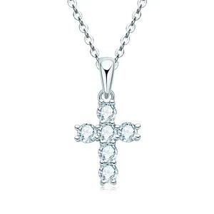 2023 Hot selling ins s925 sterling silver MOISSANITE diamond necklace Cross pendant necklace clavicle chain pendant