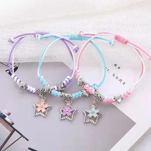 Braccialetti a maglie 3 pz/set portafortuna lavorato a maglia fatto a mano per coppia amicizia corea semplice corda colorata carina