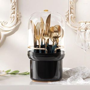 Förvaringslådor Makeup Brush Holder with Lock Cosmetic Tools Organizer 360 Roterande vattentäta dammtätpastor för fåfänga