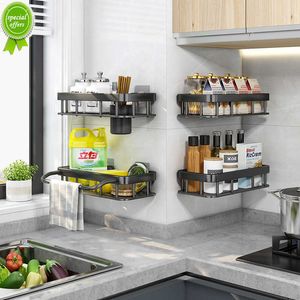 Punch-Free Kitchen Shelves Organizer Kitchen Storage Rack Chopstick Knife Holder Wall-mounted Bathroom Shelf Kitchen Accessories