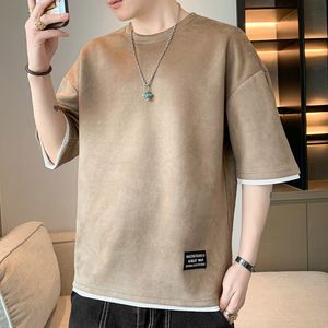 メンズTシャツTシャツTHISTS SUMMER SUMER SUEDE SUEDEカジュアル半袖シャツ男性ファッション服ブランド韓国スタイルストリートウェア230426