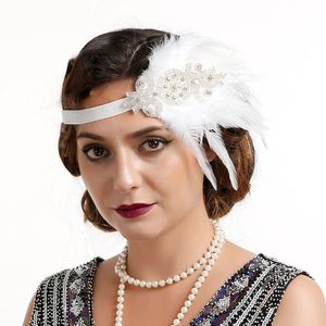 Feather headband leather band hair band European and American retro headband dance party headband hair band