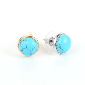 Studörhängen 10mm Tiny Natural Gem Stone Crystal Pärlor för kvinnor Girls 12 Style Colorful Quartz Gold Silver Color Earring Studs