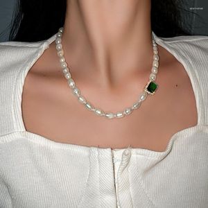 Chains Arrival Natural Freshwater Pearl Trendy Green Square Crystal 14K Gold Filled Ladies Chain Necklace Jewelry For Women Gifts