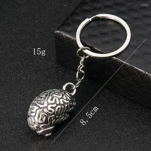 Nyckelringar Hip-Hop Metal Cerebrum Keychain Brain Pendant Necklace Charms Bag ryggsäck Bike Car Key Prydnad Hängande man Mannsmycken