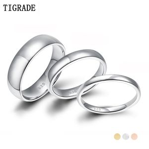 Solitionaire Ring Tigrade 246 -мм женщин серебряное кольцо с высоким отполированным обручальным кольцом 925 Серебряные кольца стерлингов Простые обручальные ювелирные украшения 230425