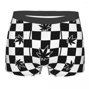 Трусики шорты Boxer Black Leaf Conties Мужчины нижнее белье мягкое для Homme Polyester