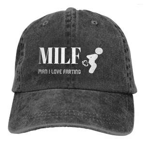 Berets Washed Men's Baseball Cap Man I Love Farting Trucker Snapback Caps Dad Hat MILF Abbreviation Culture Golf Hats