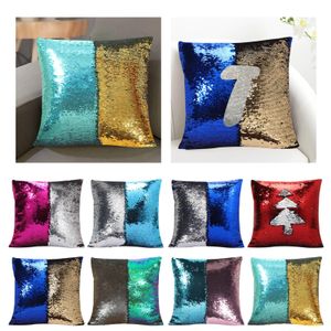 DIY Mermaid Sequin Cushion Cover Magical Throw Pillowcase 40X40cm Color Changing Reversible Pillow Cover For Home Decor